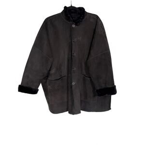 Eskandar Black Suede Shearling Lined Coat EUC Size 0 Luxe Outerwear